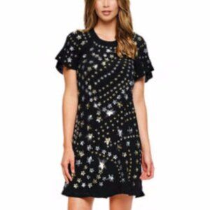 juicy couture // pitch black star embroidered embellished mini dress NWT 2